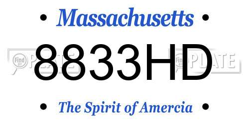 8833HD Massachusetts License Plate