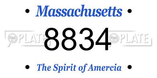 8834 Massachusetts License Plate
