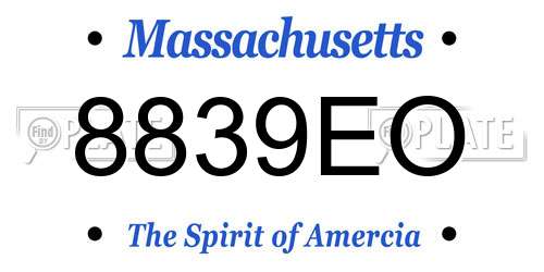 8839EO Massachusetts License Plate