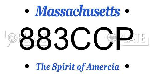 883CCP Massachusetts License Plate