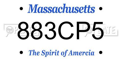 883CP5 Massachusetts License Plate