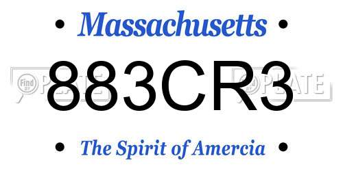 883CR3 Massachusetts License Plate
