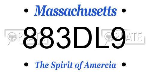 883DL9 Massachusetts License Plate