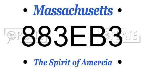 883EB3 Massachusetts License Plate