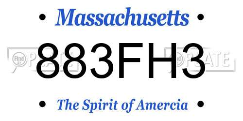 883FH3 Massachusetts License Plate