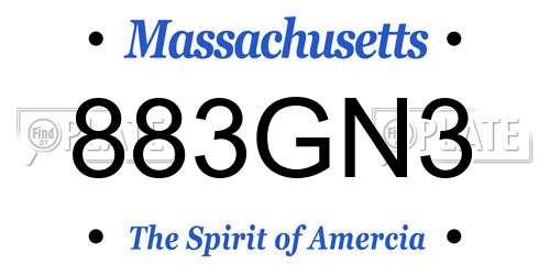 883GN3 Massachusetts License Plate