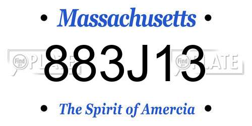 883J13 Massachusetts License Plate