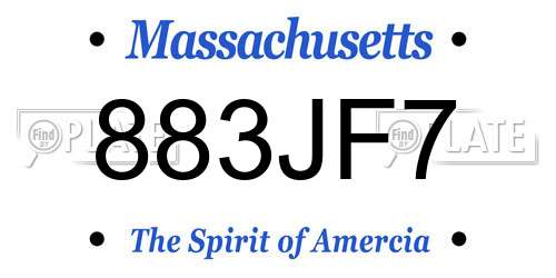 883JF7 Massachusetts License Plate