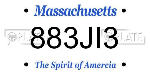 883JI3 Massachusetts License Plate