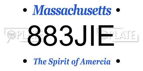 883JIE Massachusetts License Plate