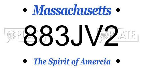 883JV2 Massachusetts License Plate