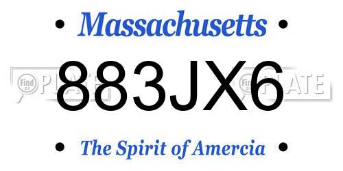 883JX6 Massachusetts License Plate