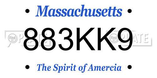 883KK9 Massachusetts License Plate