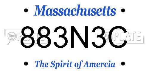 883N3C Massachusetts License Plate