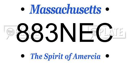 883NEC Massachusetts License Plate