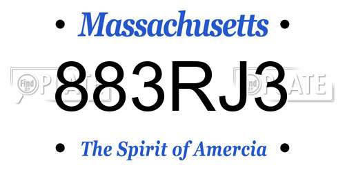 883RJ3 Massachusetts License Plate