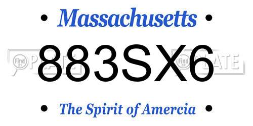 883SX6 Massachusetts License Plate