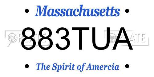883TUA Massachusetts License Plate