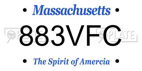 883VFC Massachusetts License Plate