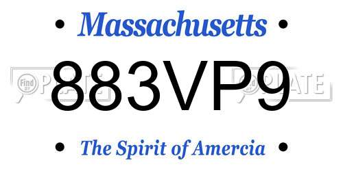 883VP9 Massachusetts License Plate