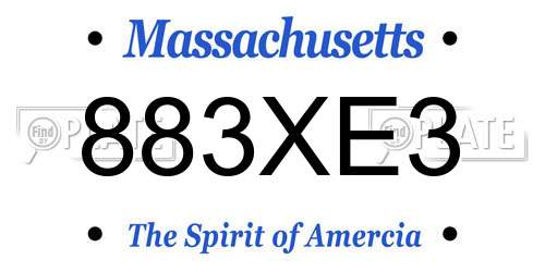 883XE3 Massachusetts License Plate