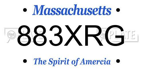 883XRG Massachusetts License Plate