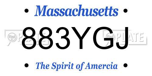 883YGJ Massachusetts License Plate