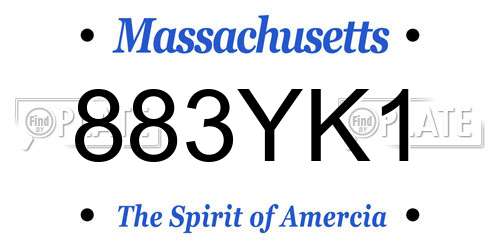 883YK1 Massachusetts License Plate