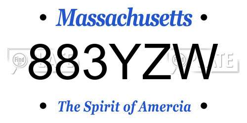 883YZW Massachusetts License Plate