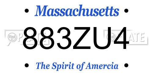883ZU4 Massachusetts License Plate