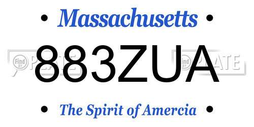 883ZUA Massachusetts License Plate