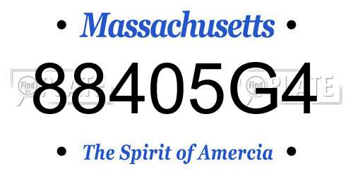 88405G4 Massachusetts License Plate