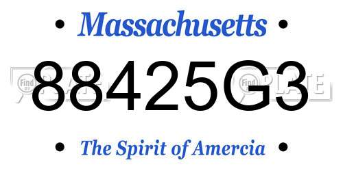 88425G3 Massachusetts License Plate