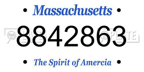 8842863 Massachusetts License Plate