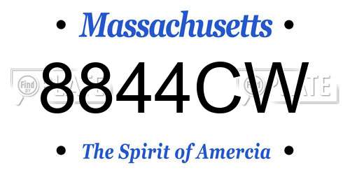 8844CW Massachusetts License Plate