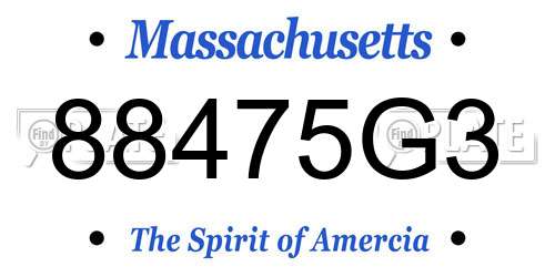 88475G3 Massachusetts License Plate