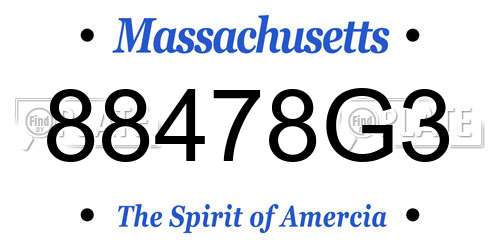 88478G3 Massachusetts License Plate