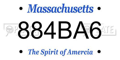 884BA6 Massachusetts License Plate
