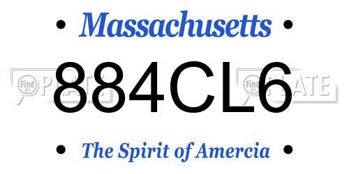 884CL6 Massachusetts License Plate