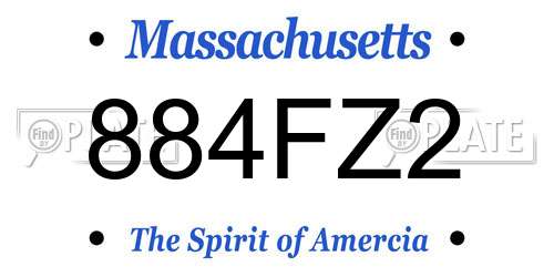 884FZ2 Massachusetts License Plate