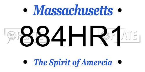 884HR1 Massachusetts License Plate