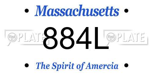884L Massachusetts License Plate