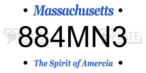 884MN3 Massachusetts License Plate