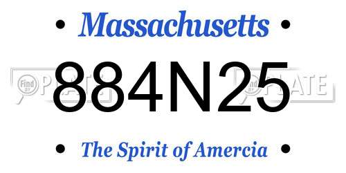 884N25 Massachusetts License Plate