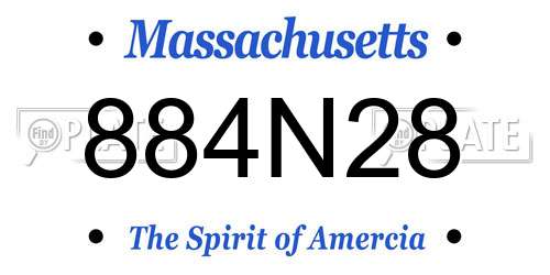 884N28 Massachusetts License Plate