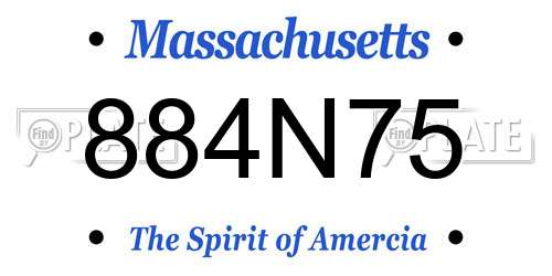 884N75 Massachusetts License Plate