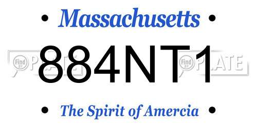 884NT1 Massachusetts License Plate