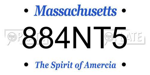 884NT5 Massachusetts License Plate