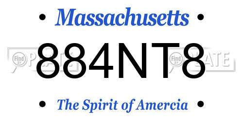 884NT8 Massachusetts License Plate