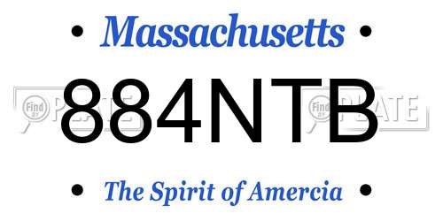 884NTB Massachusetts License Plate